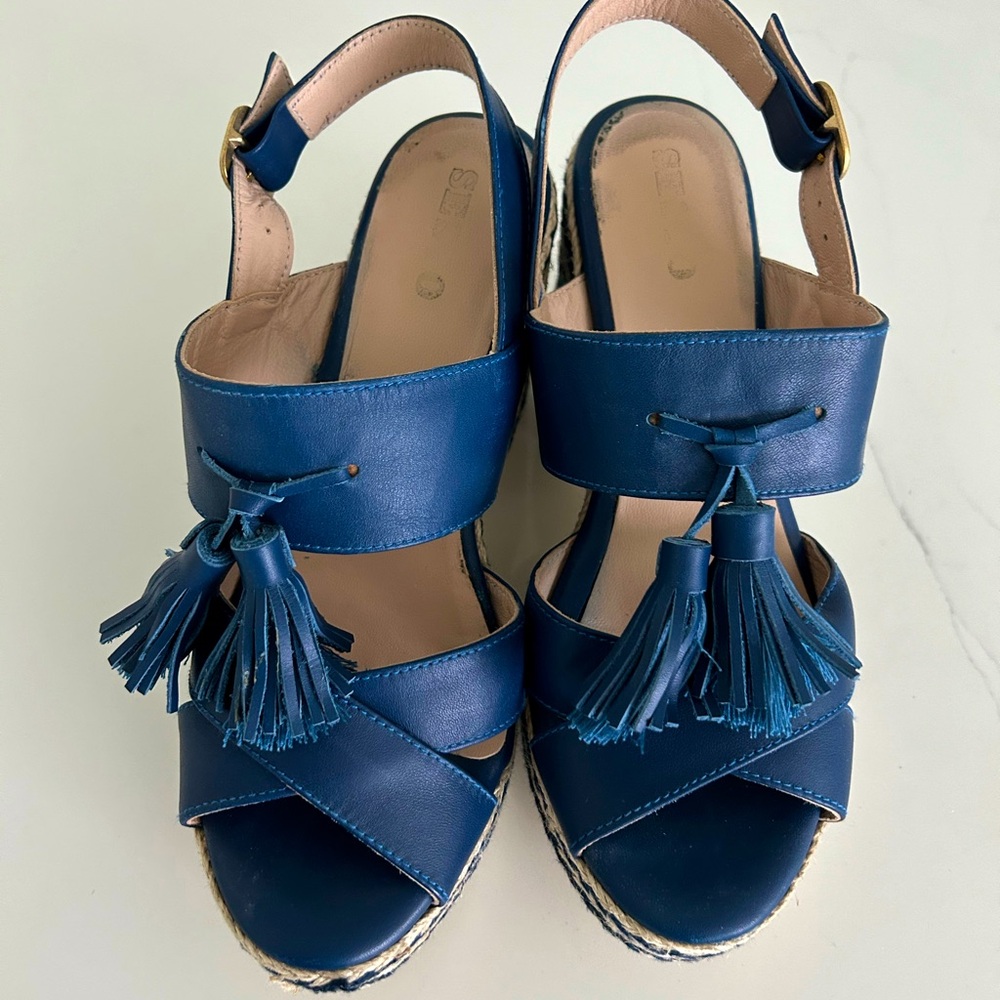 Blue leather sandals